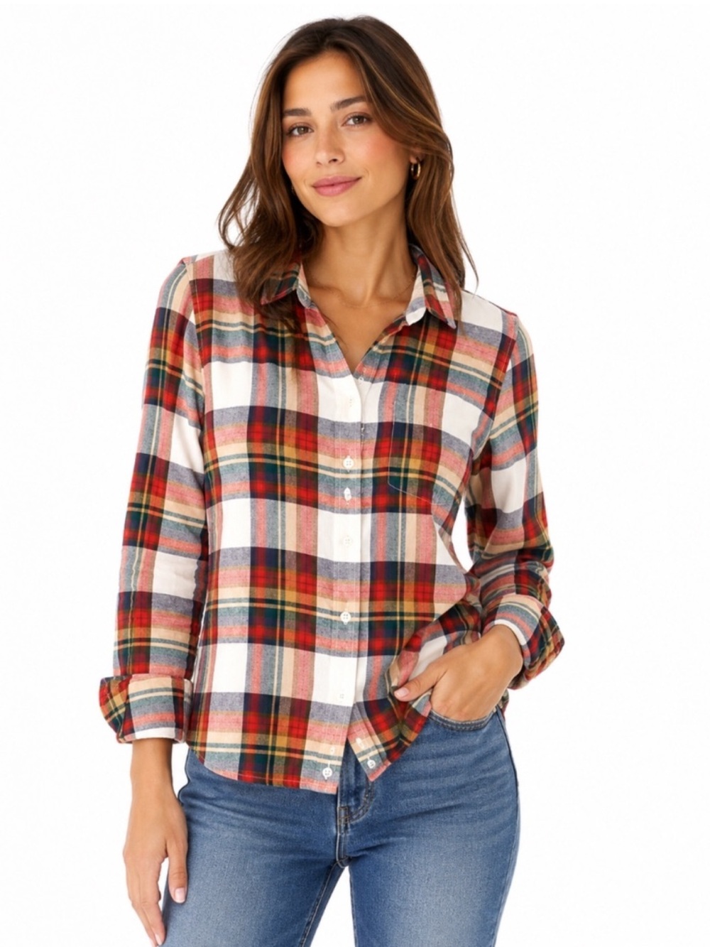 J Crew Top S Flannel Red
